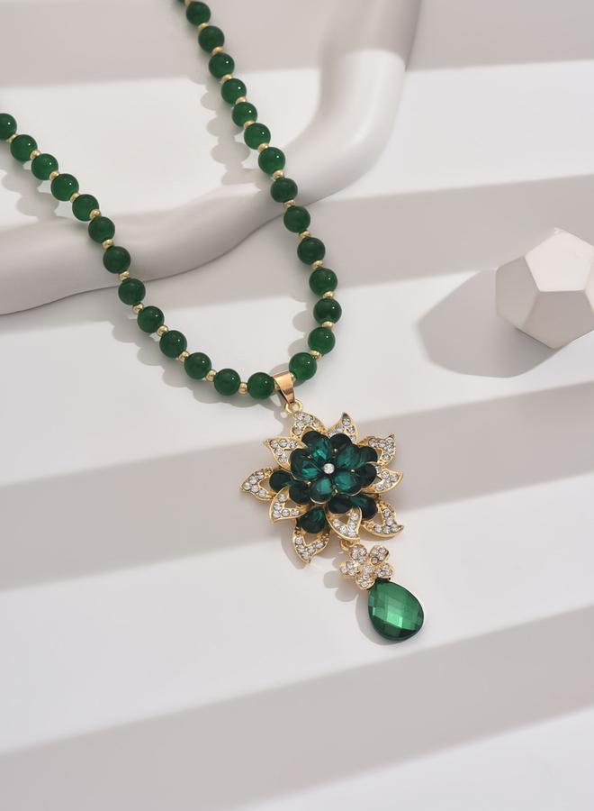 Take Two Embellished Flower Drop Beaded Necklace - Image 3
