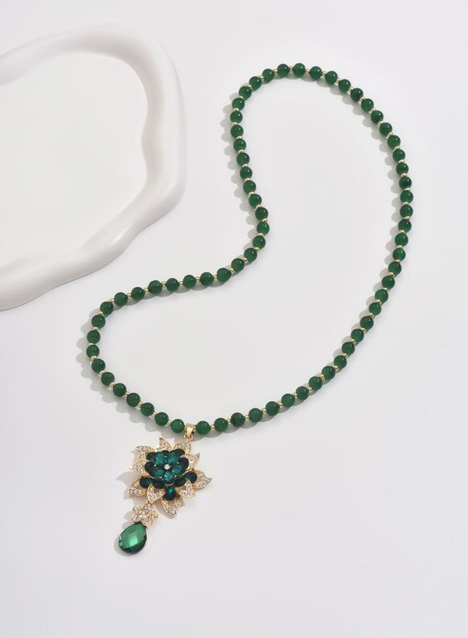Take Two Embellished Flower Drop Beaded Necklace - Image 4