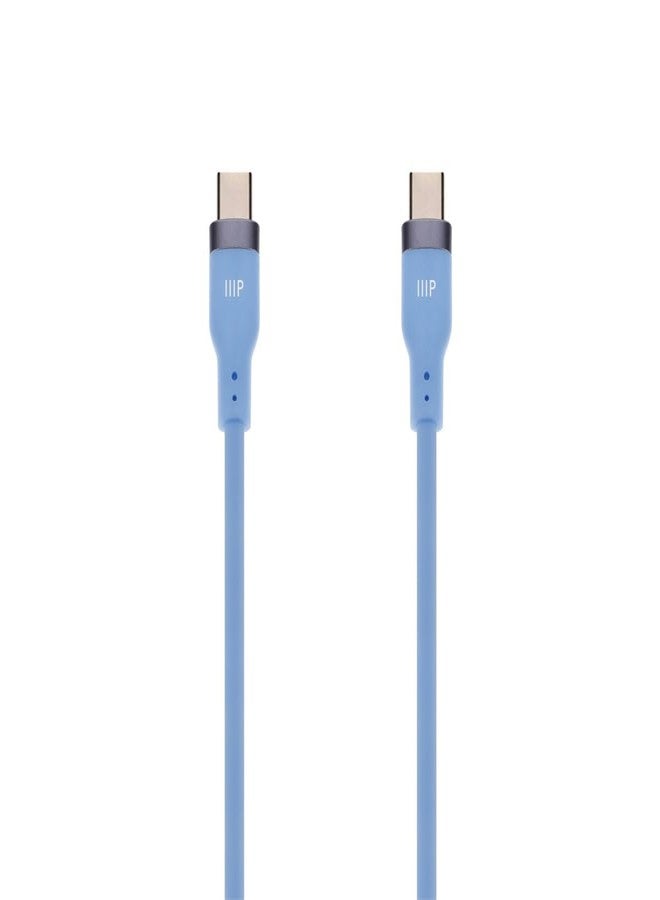 Monoprice USB 2.0 USB-C to USB-C Silicone Cable 6ft Blue - Image 2