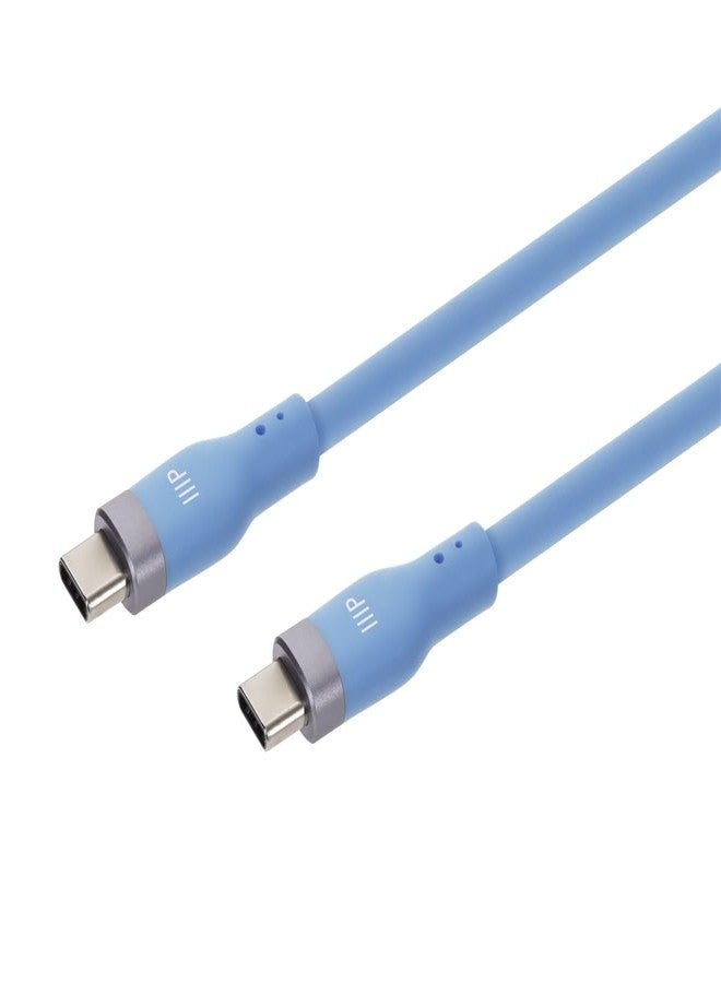 Monoprice USB 2.0 USB-C to USB-C Silicone Cable 6ft Blue - Image 1