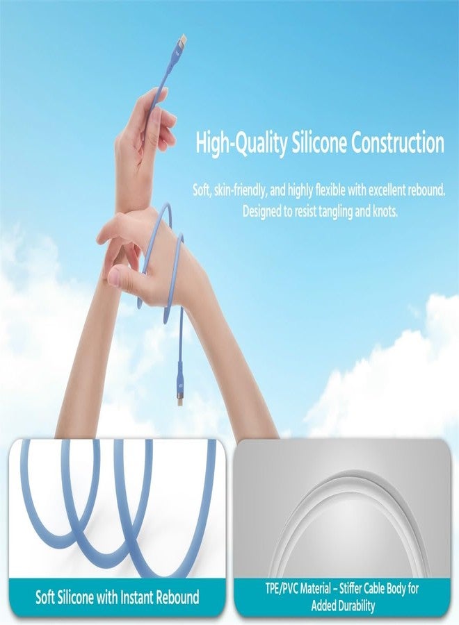 Monoprice USB 2.0 USB-C to USB-C Silicone Cable 6ft Blue - Image 4