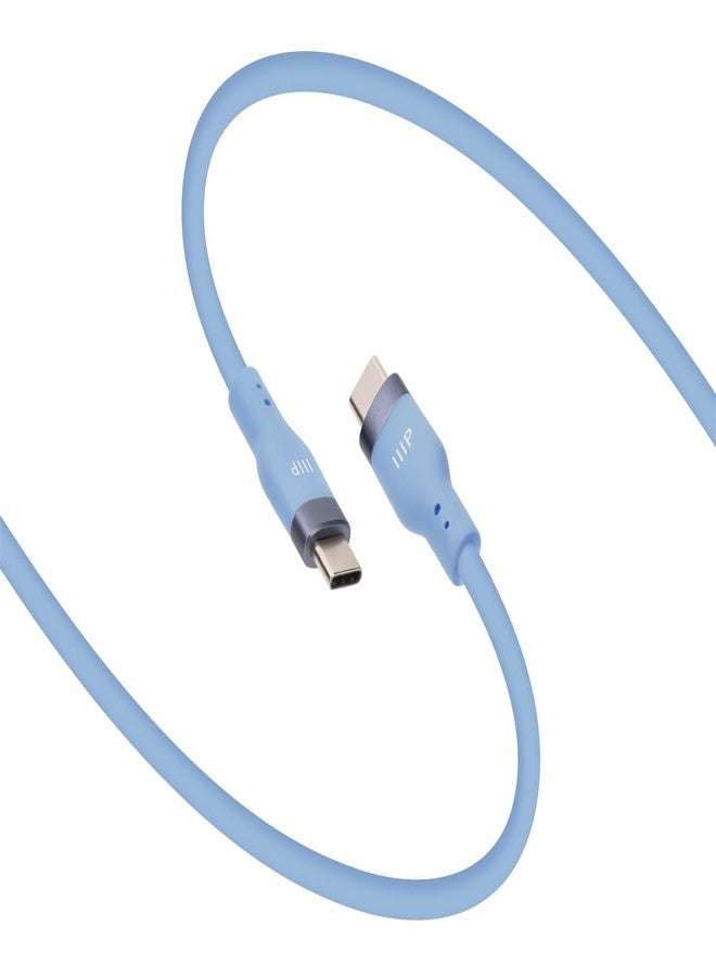 Monoprice USB 2.0 USB-C to USB-C Silicone Cable 6ft Blue - Image 3