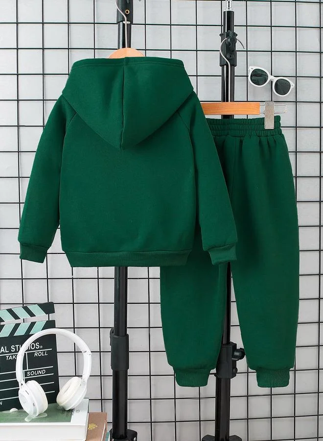 Take Two Take Two Boy's Solid Pocket Detail Hoodie Sweatshirt With Pants Set