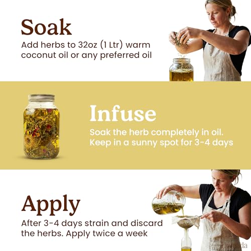 Homeda Premium Herbal Hair Oil Mix Herbs with 18 Ayurvedic Jadibuti Infused Oil - Natural Herbs for Hair Growth | Strong Roots | DIY Infusion | Hair Care (75 Grams) - Image 4