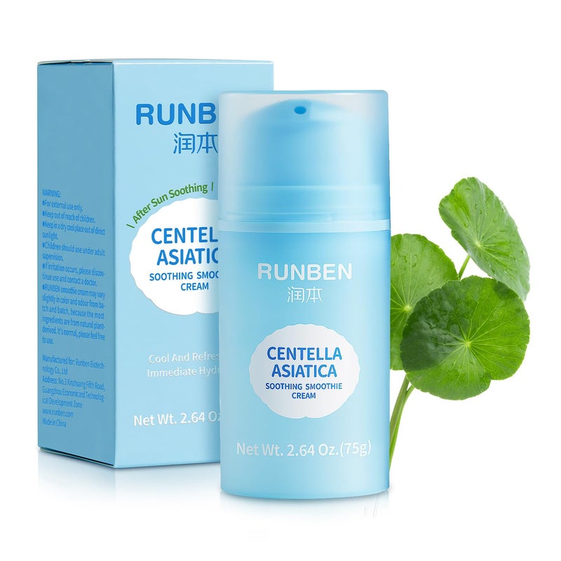 RUNBEN Centella Soothing Gel Cream for Baby Gentle Moisturizer Face Cream for Kids Cica Calming Gel for Sensitive  All Skin Types Sunburn Relief NonFragrance 264 oz - Image 1