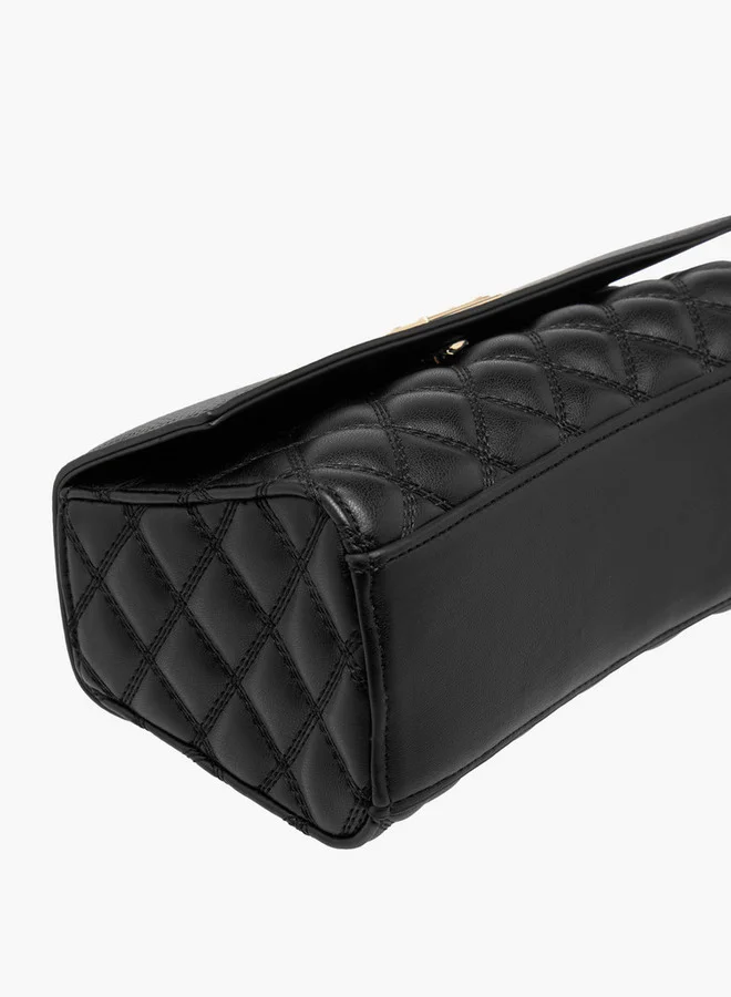 Flora Bella By Shoexpress Women Quilted Crossbody Bag with Detachable Strap and Top Handle