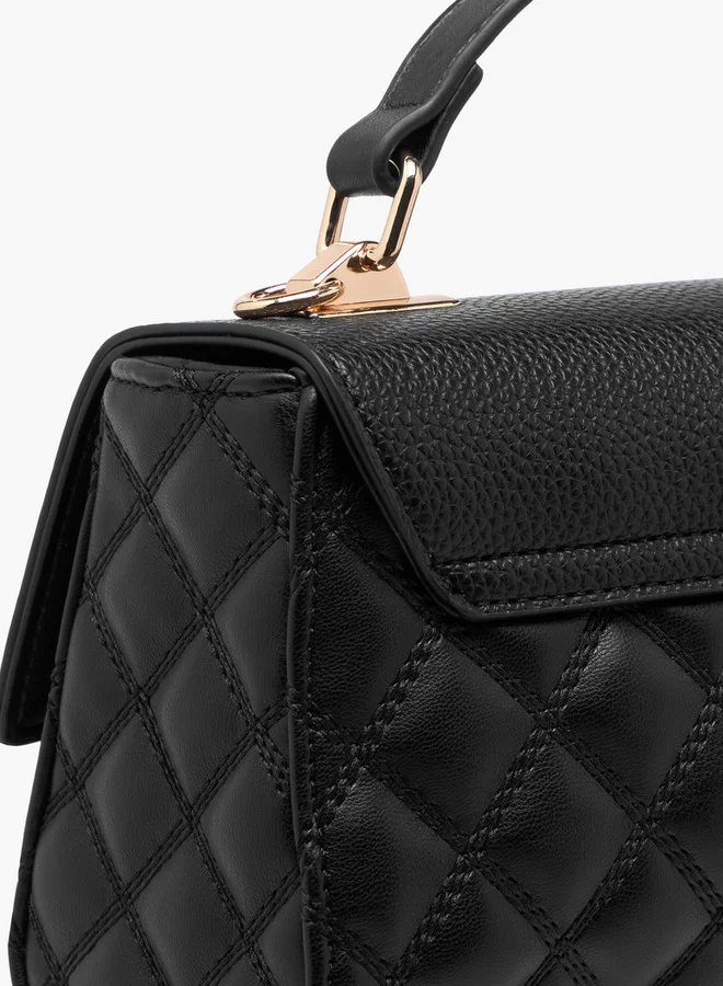 Flora Bella By Shoexpress Women Quilted Crossbody Bag with Detachable Strap and Top Handle