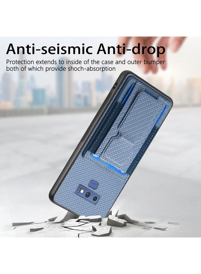 S-TOP Case For Samsung Galaxy Note9 Carbon Fiber Fold Stand Elastic Card Bag Phone Case - Image 3