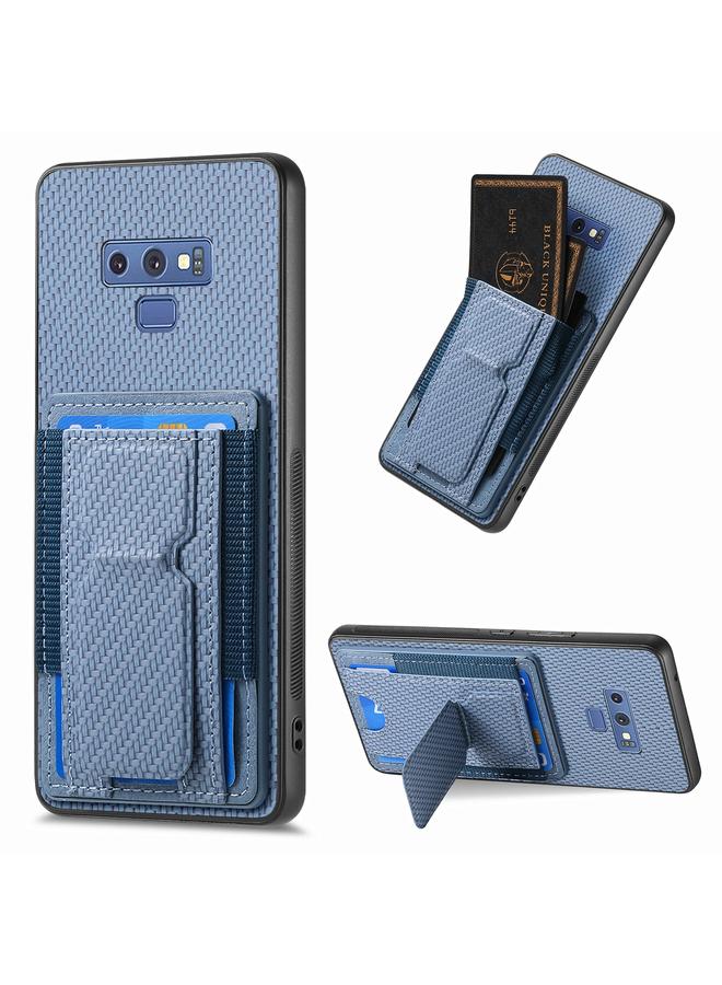 S-TOP Case For Samsung Galaxy Note9 Carbon Fiber Fold Stand Elastic Card Bag Phone Case - Image 1