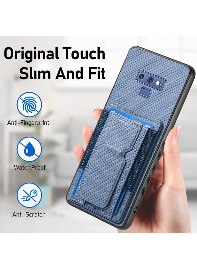 S-TOP Case For Samsung Galaxy Note9 Carbon Fiber Fold Stand Elastic Card Bag Phone Case - Image 5