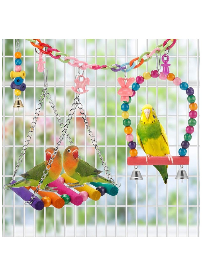 ألعاب طيور الببغاء والكوكتيل، قفص ببغاوات، أرجوحة، سلالم تسلق، مجثم خشبي، لعبة مضغ للببغاوات، الكونيور، طيور الحب، البادجي - Image 3