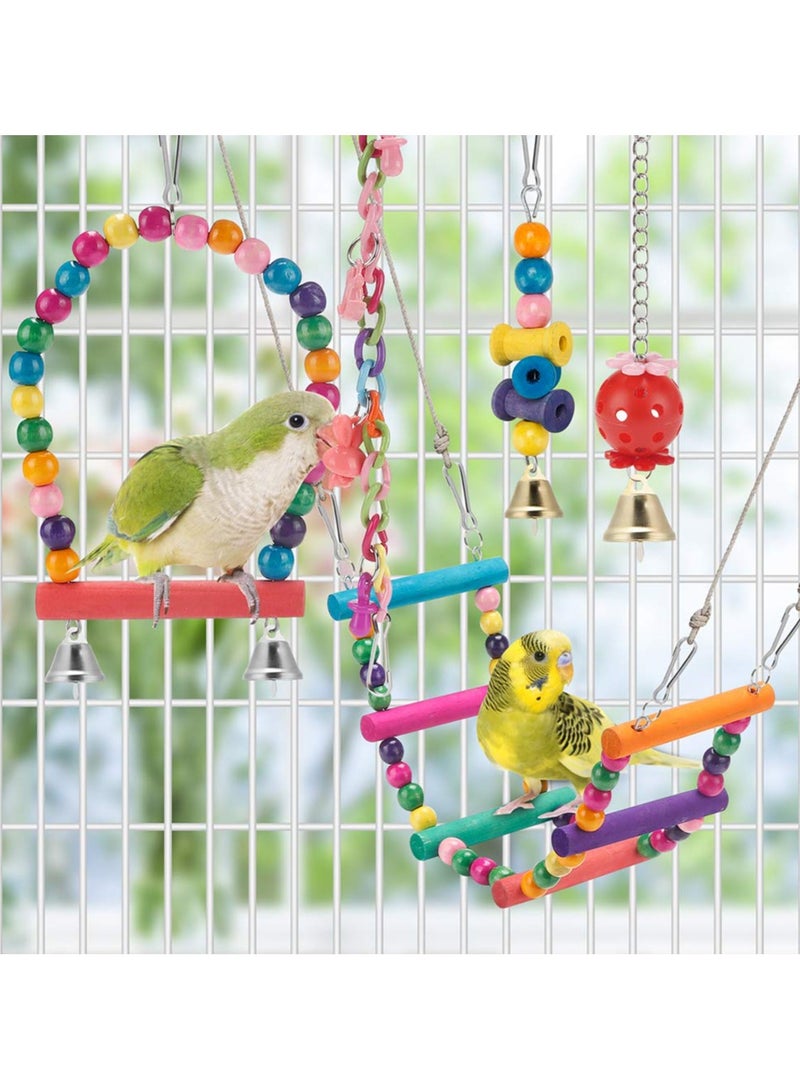 ألعاب طيور الببغاء والكوكتيل، قفص ببغاوات، أرجوحة، سلالم تسلق، مجثم خشبي، لعبة مضغ للببغاوات، الكونيور، طيور الحب، البادجي - Image 5