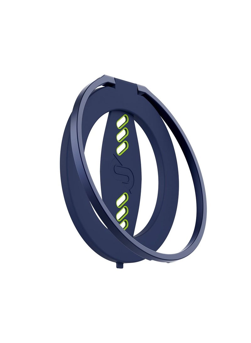 Remson حزام إصبع هاتف ريمسون ماج-إكس مع حامل مغناطيسي للهاتف مع حزام سيليكون متوافق مع آيفون 14، 13 برو/ماكس/بلس (أزرق/أخضر نيون) - Image 1