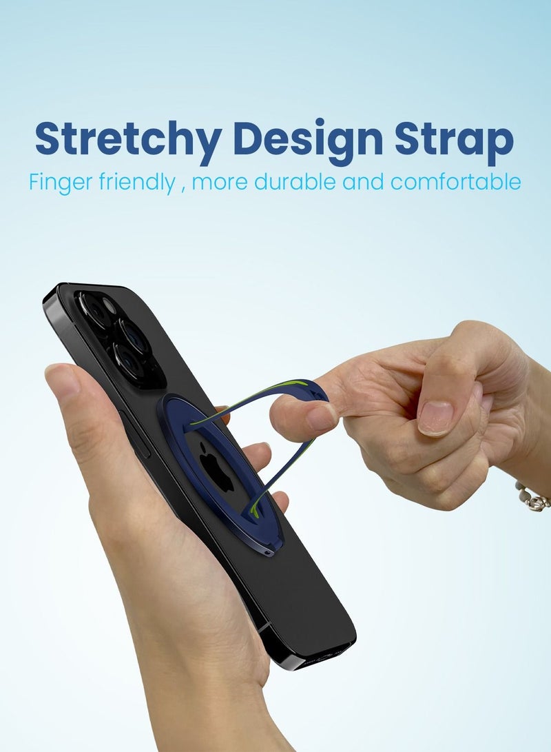 Remson حزام إصبع هاتف ريمسون ماج-إكس مع حامل مغناطيسي للهاتف مع حزام سيليكون متوافق مع آيفون 14، 13 برو/ماكس/بلس (أزرق/أخضر نيون) - Image 3