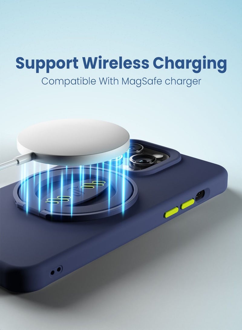 Remson حزام إصبع هاتف ريمسون ماج-إكس مع حامل مغناطيسي للهاتف مع حزام سيليكون متوافق مع آيفون 14، 13 برو/ماكس/بلس (أزرق/أخضر نيون) - Image 4