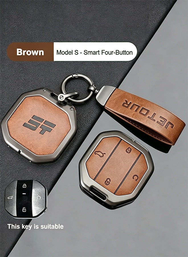 JETOUR Car Zinc Ally Leather Key Case For Chery Jetour Traveller 2025 Jetour T2 T1 Key Full Cover Holder Chain Interior Accessories - Image 1