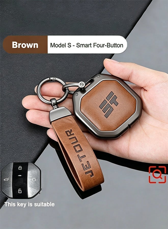 JETOUR Car Zinc Ally Leather Key Case For Chery Jetour Traveller 2025 Jetour T2 T1 Key Full Cover Holder Chain Interior Accessories - Image 3