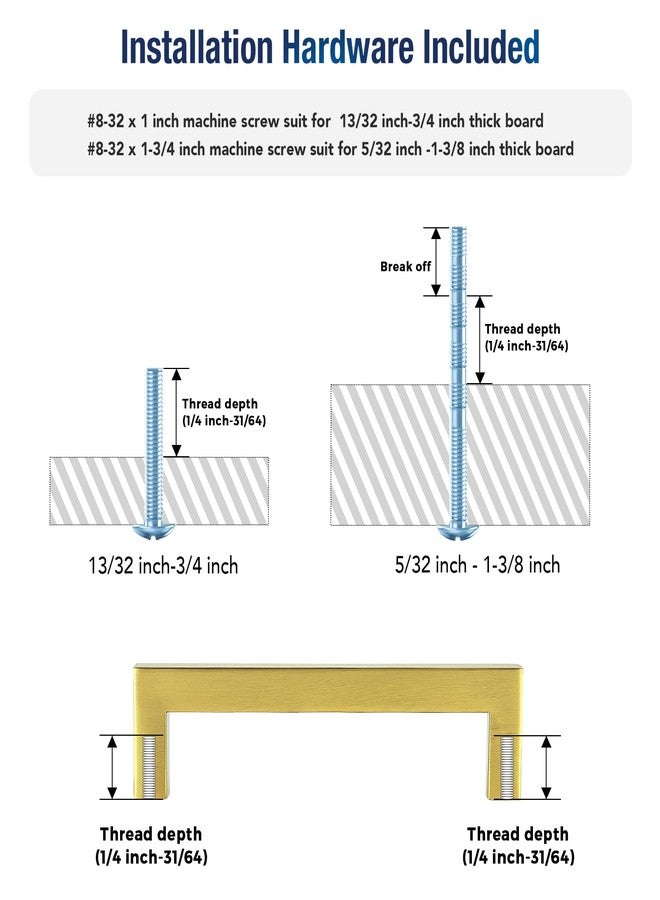 JOY DECOR 10 Pack Cabinet Handles, Gold Cabinet Pulls, 5 Inch Kitchen Handles Square Drawer Pulls Stainless Steel Drawer Hardware, 128mm Hole Center - Image 3