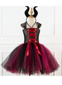 Daddy's Angel Cosplay Tutu Dress For Girls With Horn Headband Black Red  - Image 2