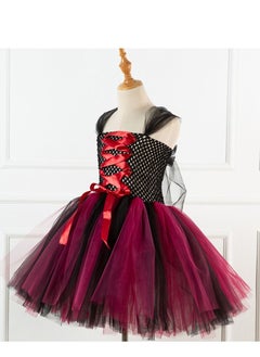Daddy's Angel Cosplay Tutu Dress For Girls With Horn Headband Black Red  - Image 3