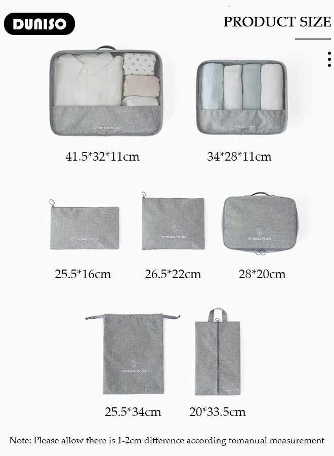 DUNISO 7 Piece Travel Organizer Bags for Luggage, Waterproof and Durable Travel Bags, Packing Cubes for Travel, Compression Cubes for Suitcases, Travel Bags for Clothes, Toiletries, Clothing, Underwear  - Image 4