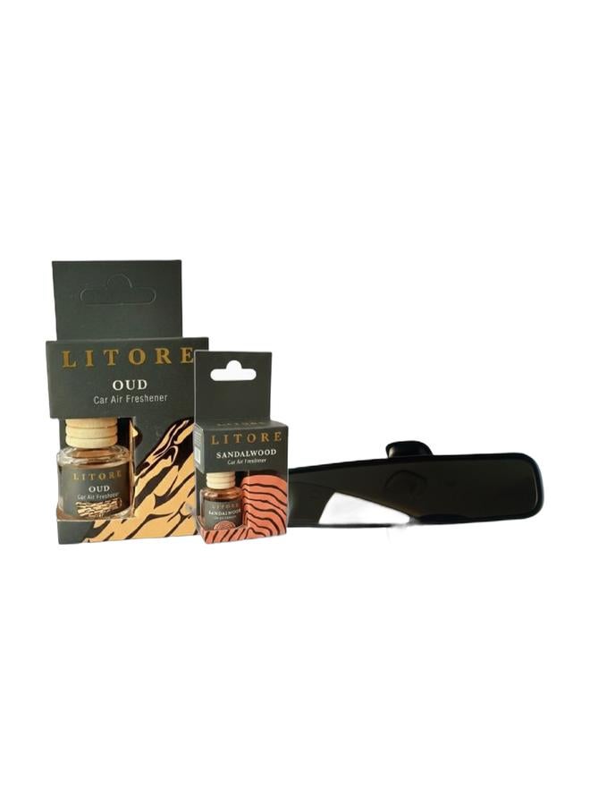 Litore Car Air Freshener hanging diffuser 8 ml | Pack of 3 Oud, Sandalwood, Musk - Image 1