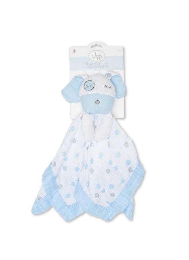 lulujo Baby - Muslin Lovey Toy Blue Puppy - Image 1