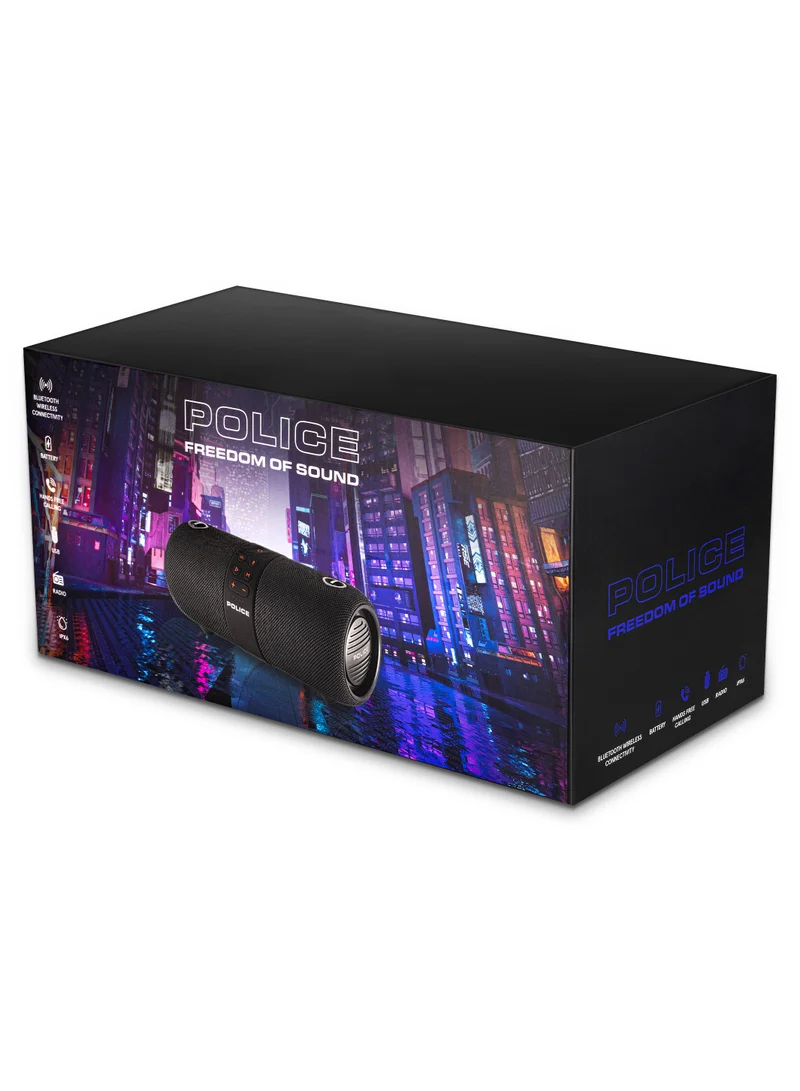 POLICE Foss 2 True Wireless Stereo Speaker with RGB Lights, 70mm Driver, Type-C Charging, Bluetooth 5.3, 3600 mAh, Black - IPX6