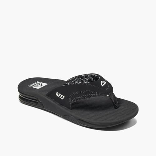 Reef Fanning Womens Bottle Opener Flip Flop, Arch Support, Durable Outsole, Water Friendly, Black, 7 - Image 1