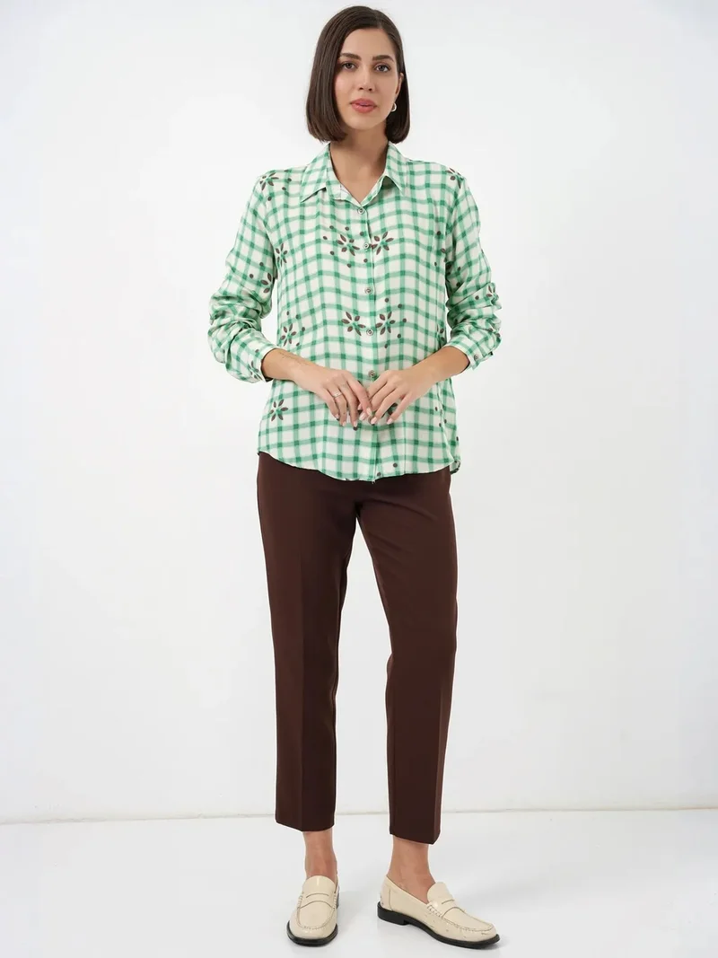 بيغ دارت BDART Plaid Button-up Shirt with Shirt Collar