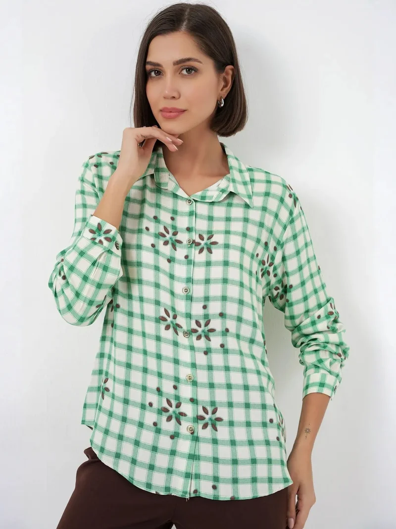 بيغ دارت BDART Plaid Button-up Shirt with Shirt Collar