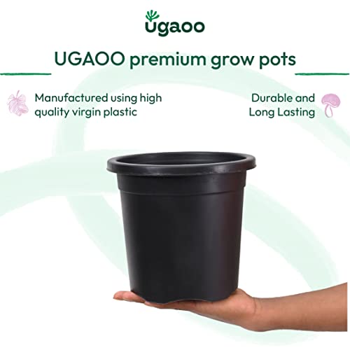 Ugaoo UV Treated Gardening Pots for Plants (8 inch Black Color Set of 6 Plastic Pots) - Image 2