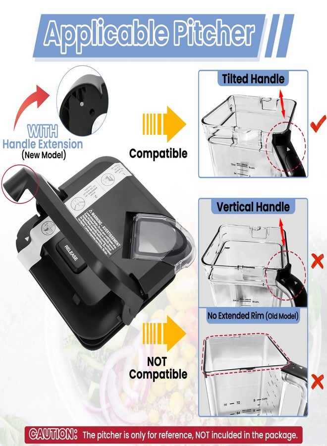 WARDFYT Locking Lid Replacement Compatible with Ninja BL610 BN751 Blender 72oz XL Pitchers New Model, Replacement Newer Square Top Cover for Ninja 72 OZ Pitcher BL642 BL710WM BN701 BN800 BN801 CO610B - Image 3