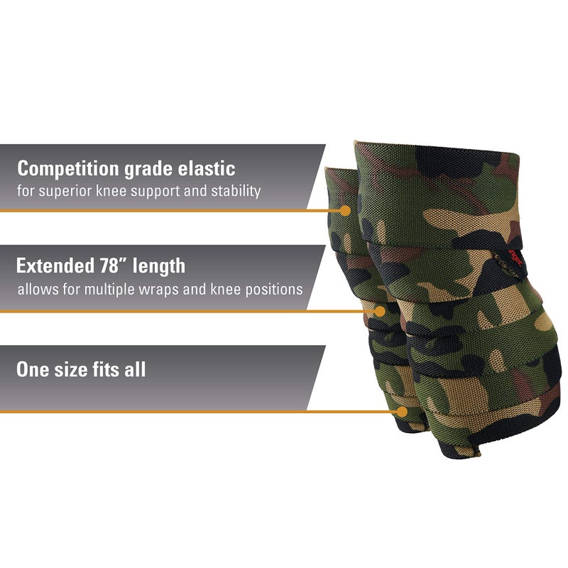 Harbinger Red Line 78-Inch Knee Wraps for Weightlifting (Pair), Camo - Image 2