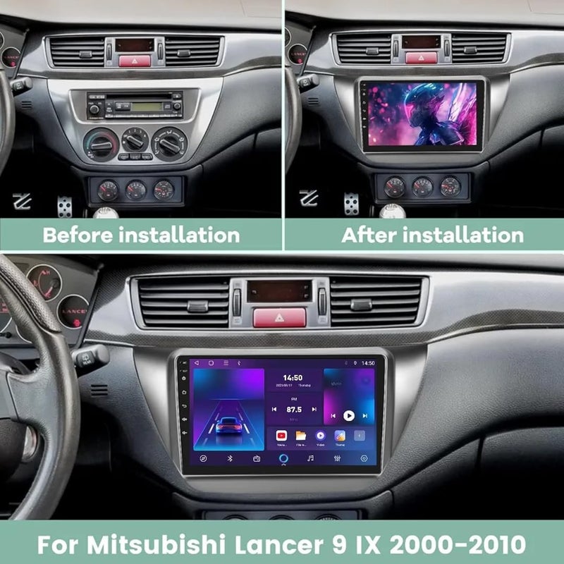 فيريكس شاشة أندرويد للسيارة متوافقة مع ميتسوبيشي لانسر 2000-2010 | شاشة لمس 9 بوصة مع CarPlay و Android Auto لاسلكي | بلوتوث، واي فاي، نظام ملاحة GPS، صوت DSP، وكاميرا خلفية AHD | (ذاكرة 2+32GB، معالج رباعي النواة) - Image 2