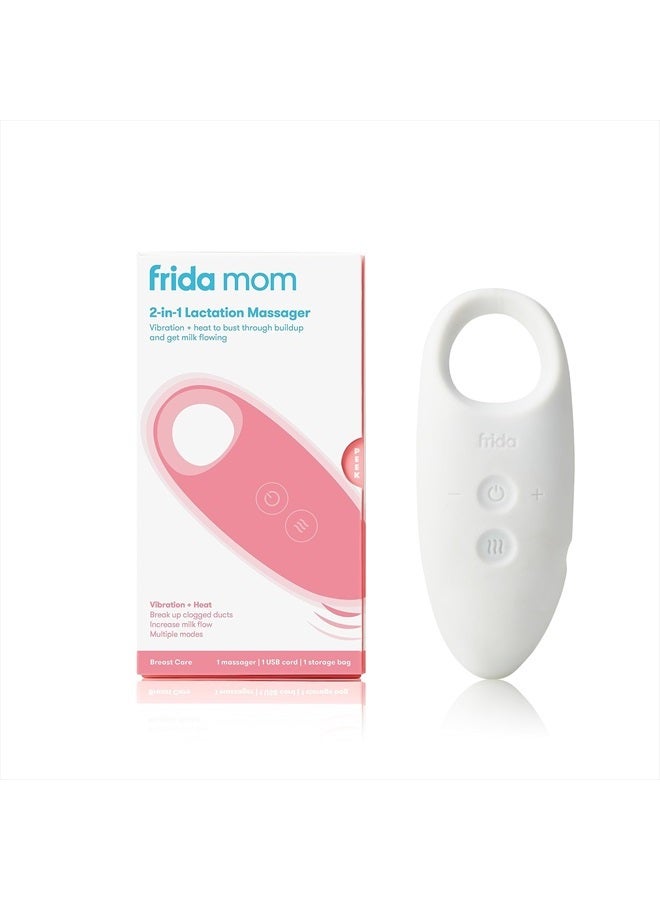 Frida Mom 2-in-1 Lactation Massager - Multiple Modes of Heat + Vibration for Clogged Milk Ducts, Increase Milk Flow, Breast Engorgement - USB Cord Included, White, pink - Image 1