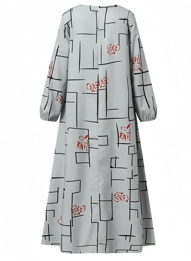 Take Two Take Two Printed Balloon Sleeve A-Line Maxi Dress