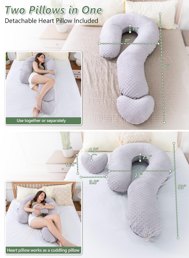 Meiz Question Mark Body Pillow for Adults & Couples, Dual-Sided Velvet Long Bolster Pillow with Detachable Heart Cushion for Hugging, Full Body Support Pillow for Side Sleepers & Back Support - Image 5
