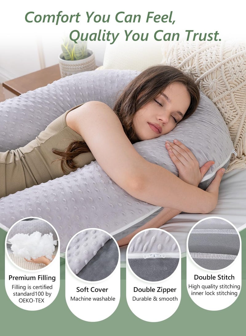 Meiz Question Mark Body Pillow for Adults & Couples, Dual-Sided Velvet Long Bolster Pillow with Detachable Heart Cushion for Hugging, Full Body Support Pillow for Side Sleepers & Back Support - Image 4