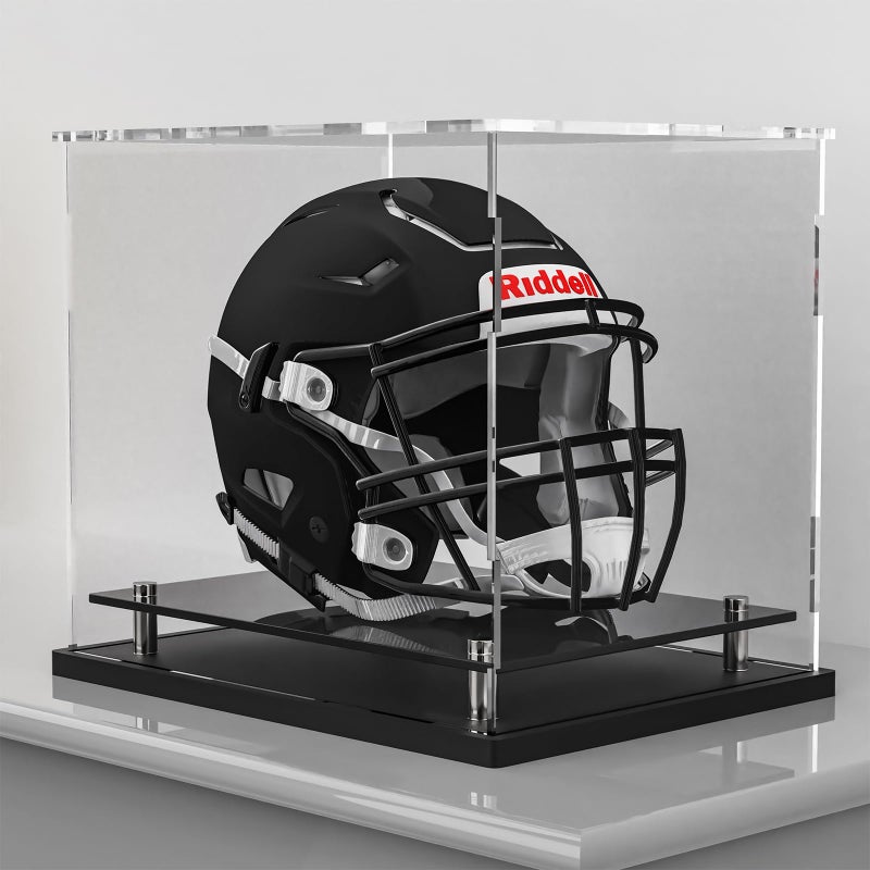 WANLIAN Football Helmet Display Case Full SizeAcrylic Helmet Display Case Black Acrylic BaseSelfAssembly Helmet Display Box Protection Holder Dustproof Sports Collectibles Storage Showcase - Image 2