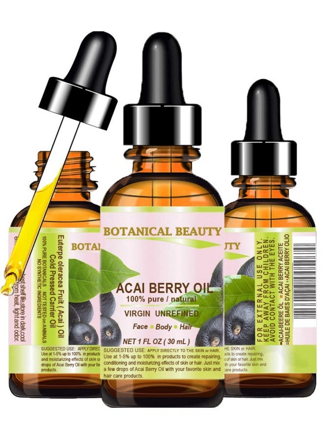 Botanical Beauty Acai Berry Oil 100% Pure Natural Virgin Unrefined Cold Pressed Carrier Oil. 1 Fl.Oz30 Ml. For Face Skin Hair Lip Nails. Rich In Vitamin E - Image 1