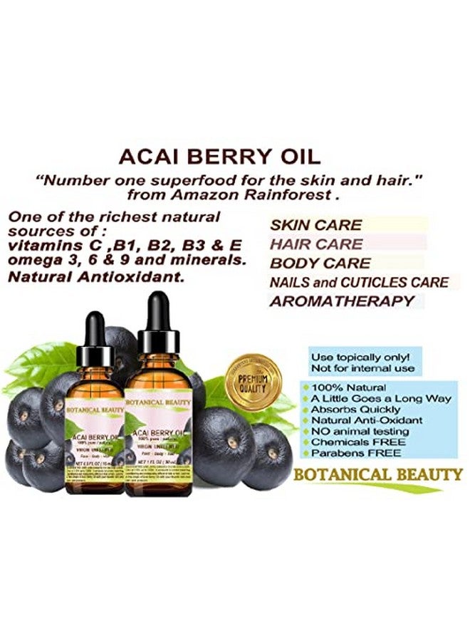 Botanical Beauty Acai Berry Oil 100% Pure Natural Virgin Unrefined Cold Pressed Carrier Oil. 1 Fl.Oz30 Ml. For Face Skin Hair Lip Nails. Rich In Vitamin E - Image 5