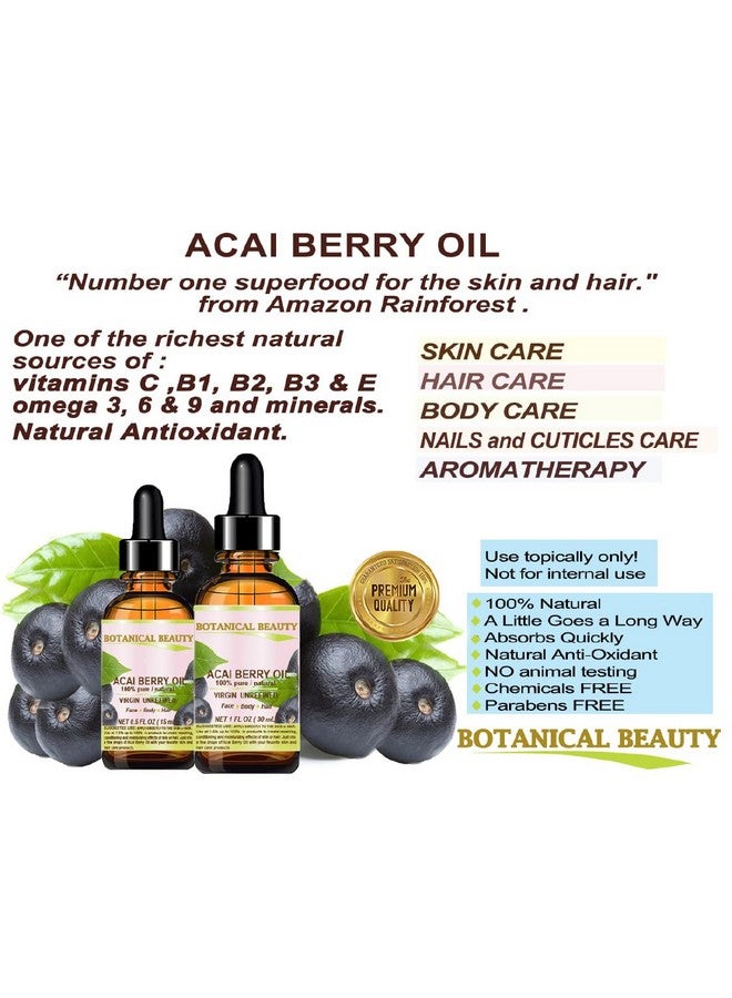 Botanical Beauty Acai Berry Oil 100% Pure Natural Virgin Unrefined Cold Pressed Carrier Oil. 1 Fl.Oz30 Ml. For Face Skin Hair Lip Nails. Rich In Vitamin E - Image 4