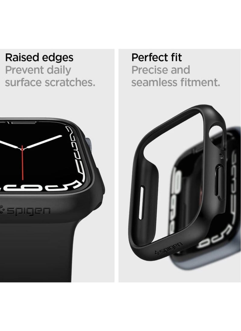 Spigen - غطاء حماية رفيع مناسب لساعة Apple Watch Series 9/8/7 (45 ملم) - أسود - Image 1