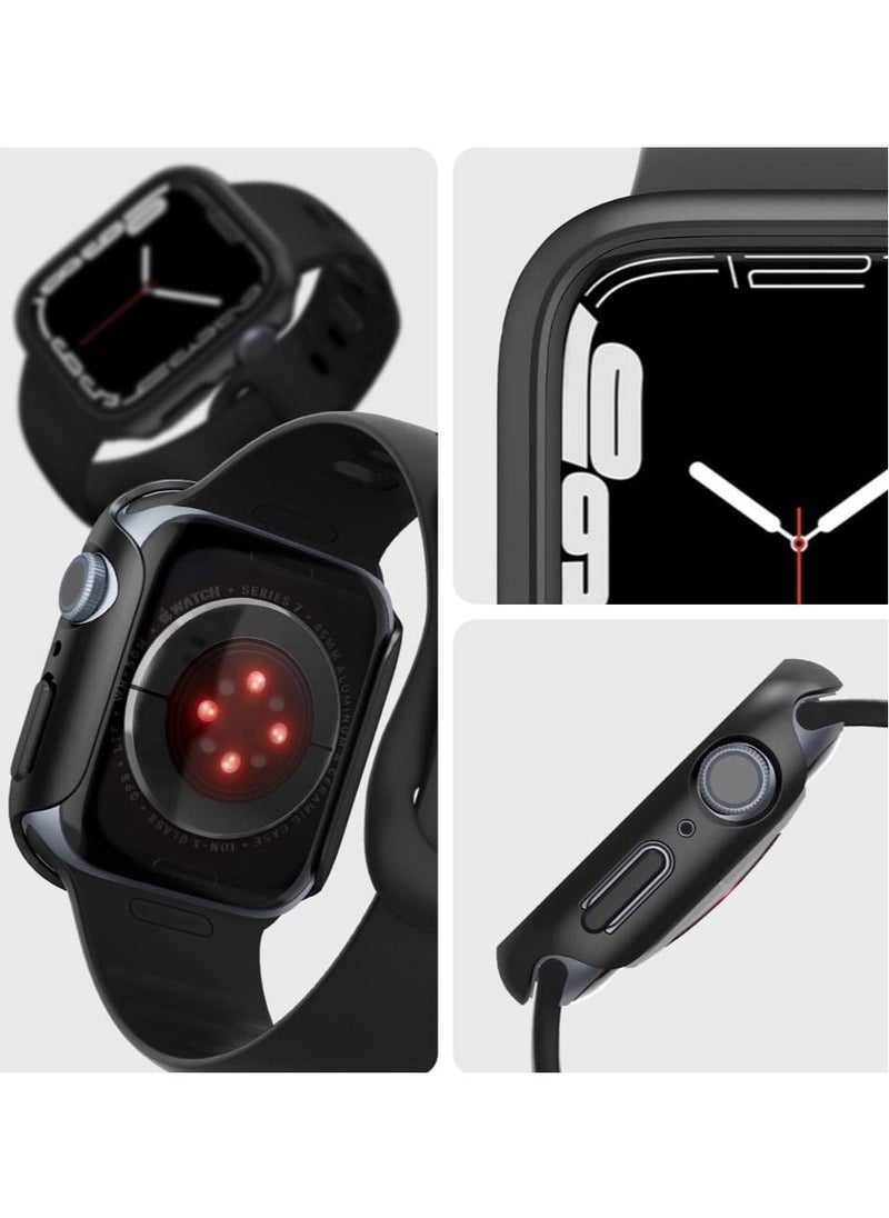 Spigen - غطاء حماية رفيع مناسب لساعة Apple Watch Series 9/8/7 (45 ملم) - أسود - Image 1