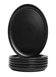 Double Line 10.5" Dinner Plate Set of 6 Matte Black