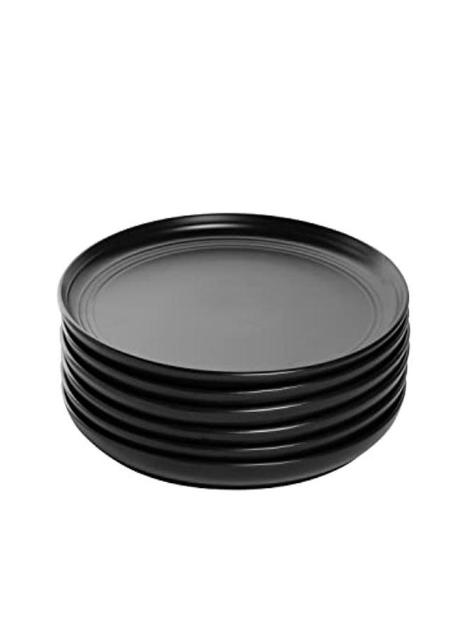 Generic - Double Line 10.5" Dinner Plate Set of 6 Matte Black - Image 1