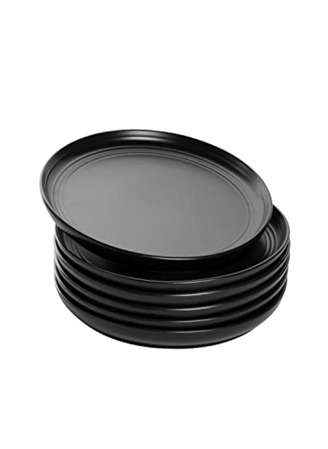 Generic - Double Line 10.5" Dinner Plate Set of 6 Matte Black - Image 1