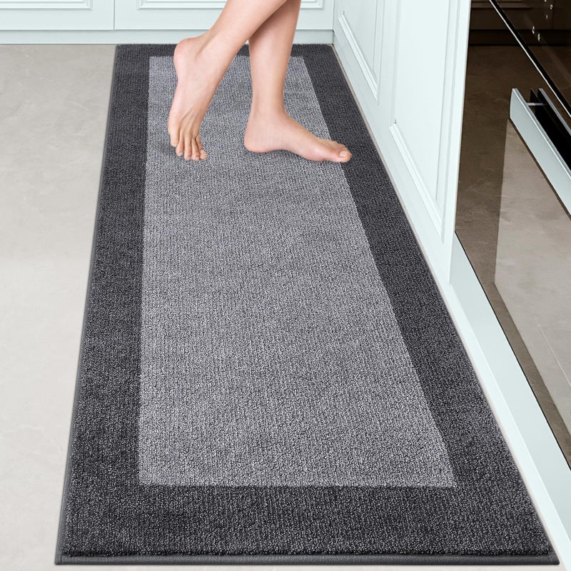 DOMUSTEX Machine Washable Kitchen Rug 24 x 70 Non Slip Kitchen Mat for Floor Absorbent Entrance Runner Rug for Bedroom Hallway Bathroom Door Roll Packing