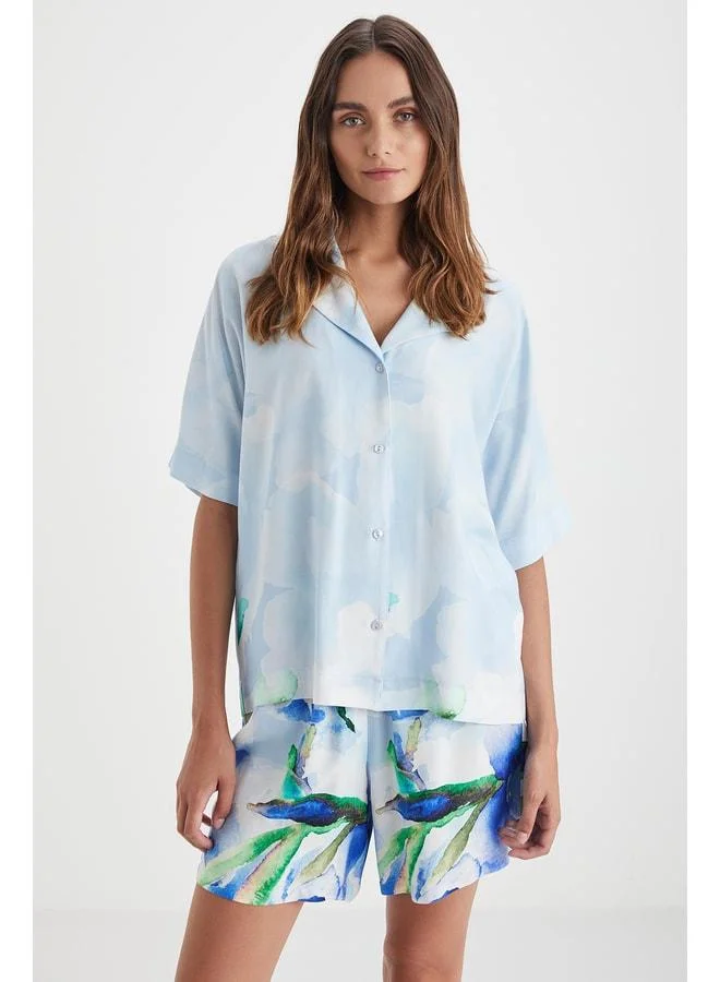 Penye Mood Patterned shirt and shorts set.